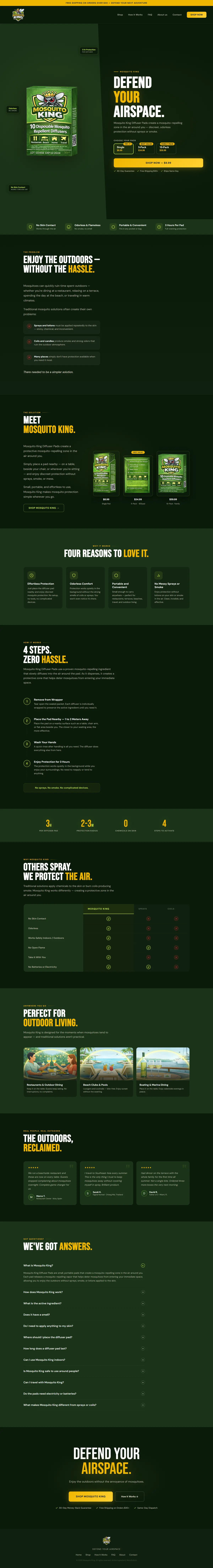 Mosquito King single-product landing page