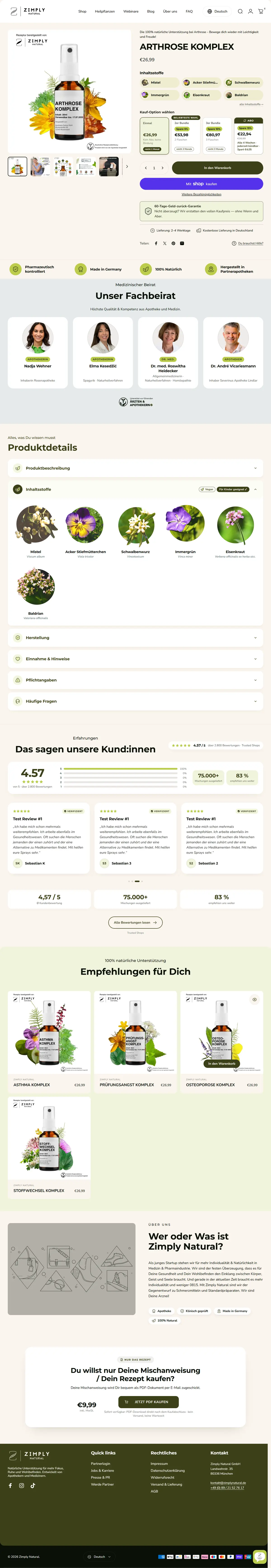 Zimply Natural product page on Shopify